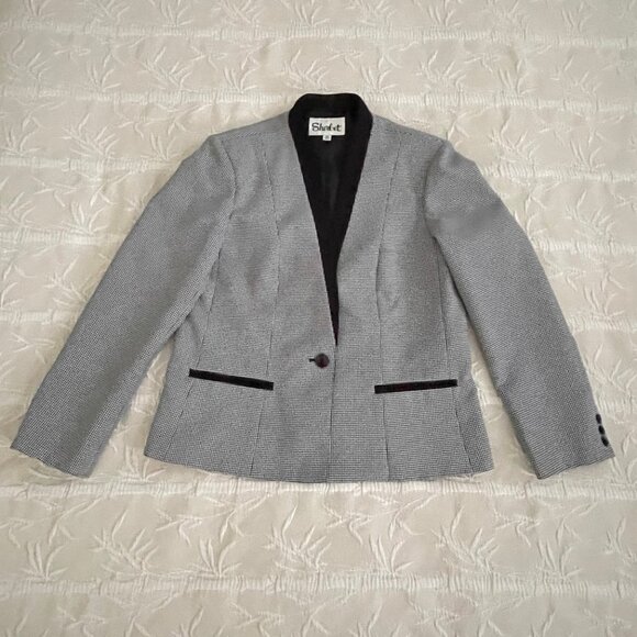 SHERBET Houndstooth Blazer Jacket for Women Size 14  Padded Shoulders Vintage - Picture 1 of 16